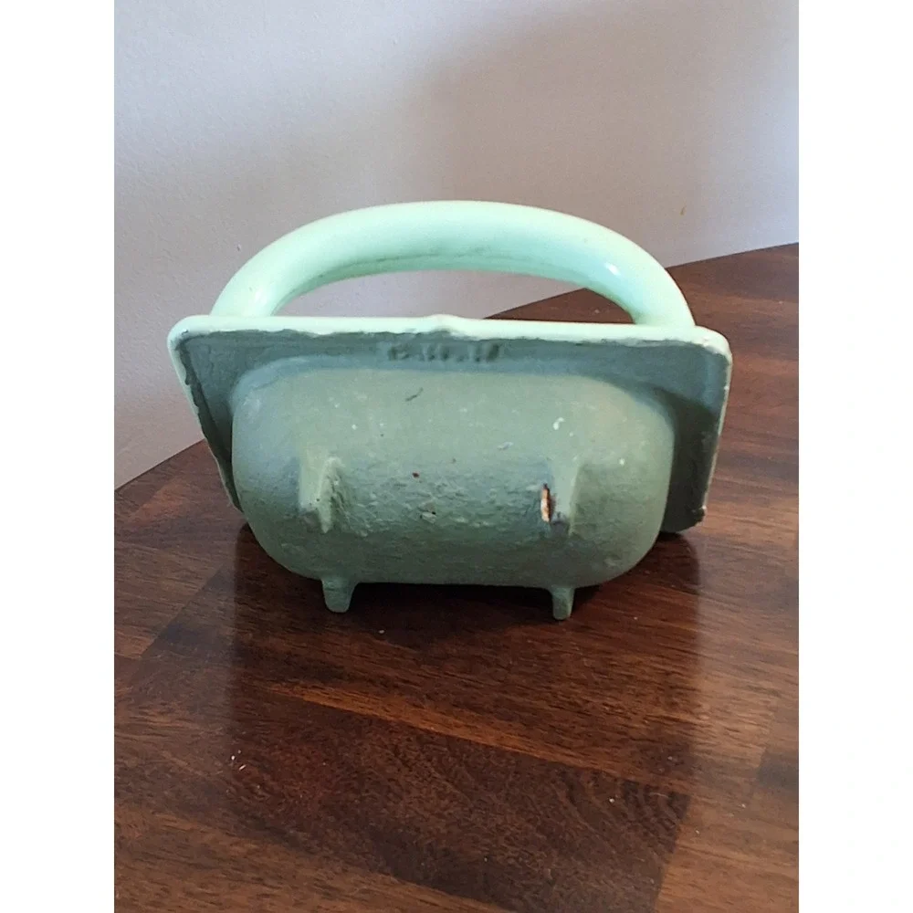 Vintage Enameled Cast Iron Wall Mount Soap‎ Dish With Grab Bar. Heavy Duty!